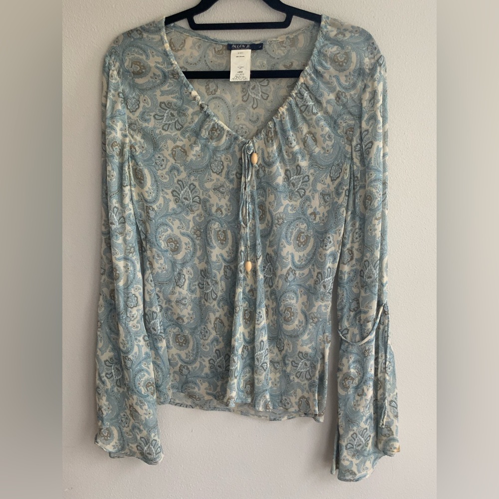 Allen B. By Allen Schwartz Light Blue Paisley Blouse